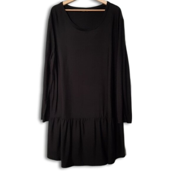 LILY by Firmiana Stretchy Drop Waist Long Sleeve Scoop Neck Dress Black Sz 3X - Picture 1 of 16